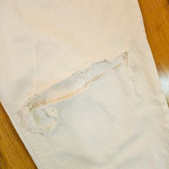 Abercrombie&Fitch NWT 36/22R White 90's Straight Ultra High Rise DistressedPants - Picture 8 of 13